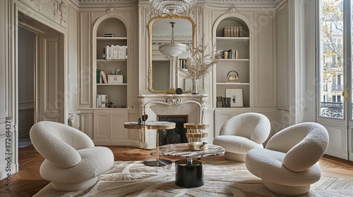 Modern living room with whi...