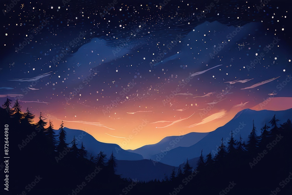 Naklejka premium an ai generated image, The night sky with the Milky Way clearly visible,