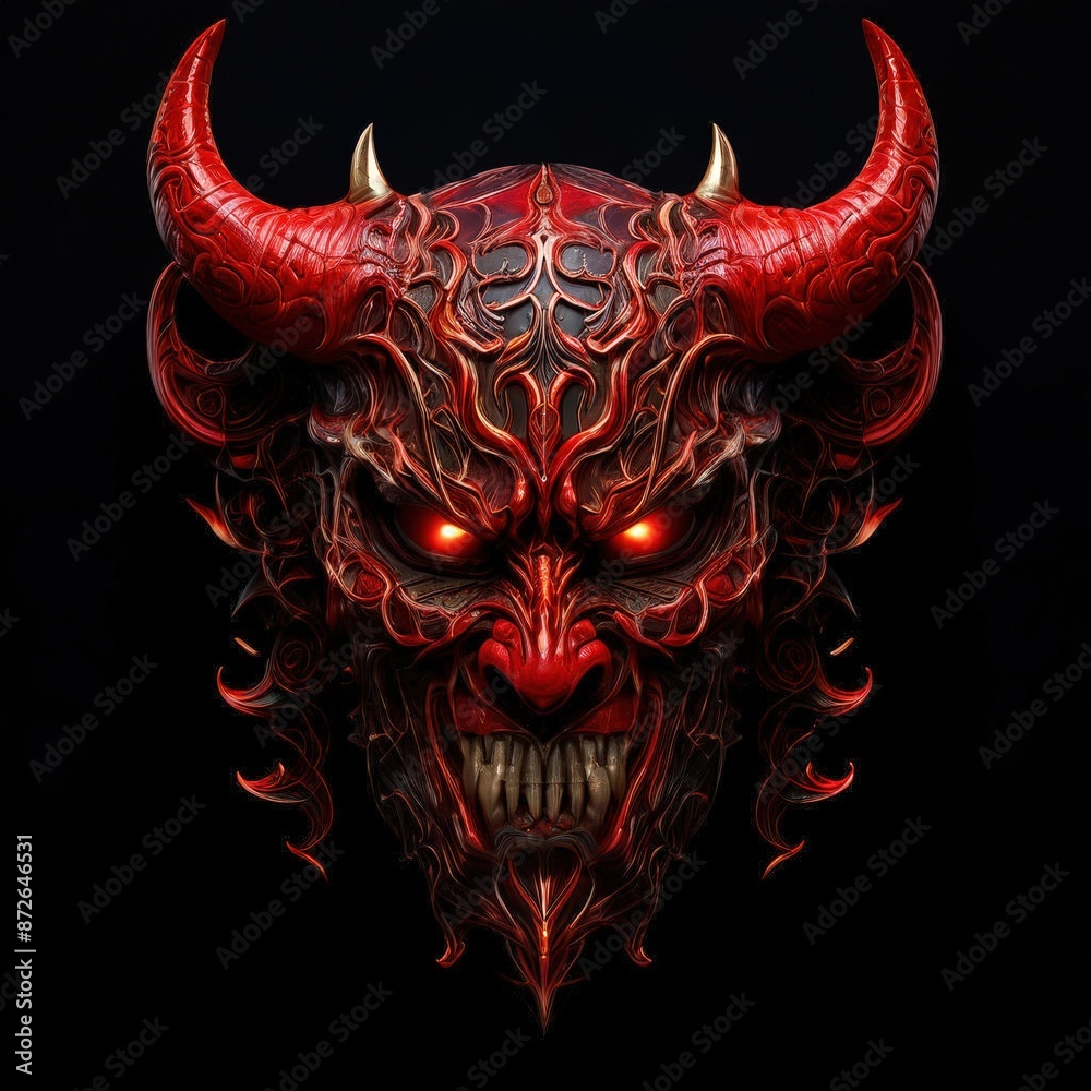 an ai generated image, Oni demon mask isolated an ai generated image, Oni demon mask isolated