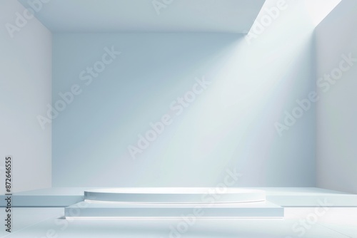 Wallpaper Mural Modern minimalistic light blue white background with built-in lighting for product presentation Torontodigital.ca