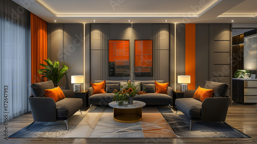 Vibrant living room with co...