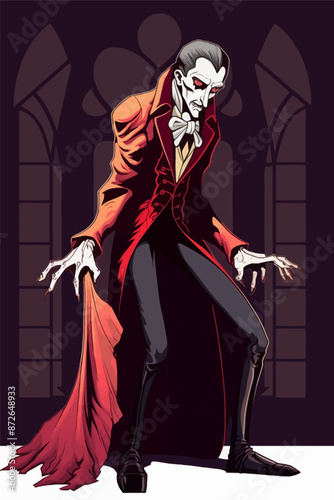 Portrait of a vampire under the sunlight vector illustration