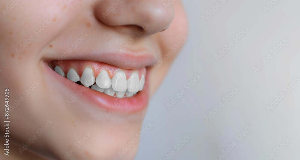 Obraz premium Woman with Smile Teeth Whitening Treatment Closeup, Bright Wight Teeth, Dental clinic patient, stomatology