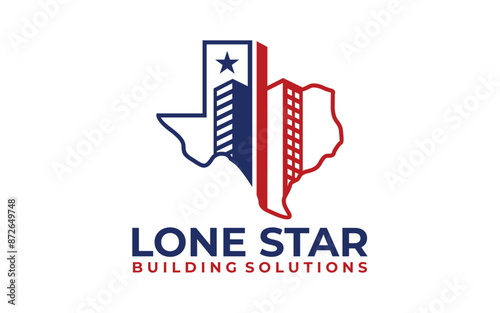 Building logo with Lone star texas. city building abstract for logo design inspiration