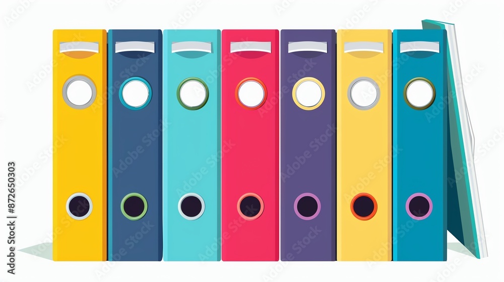 Primary colors binder clip clipart, stationary element, modern flat design, isolated on white background Primary colors binder clip clipart, stationary element, modern flat design, isolated on white background