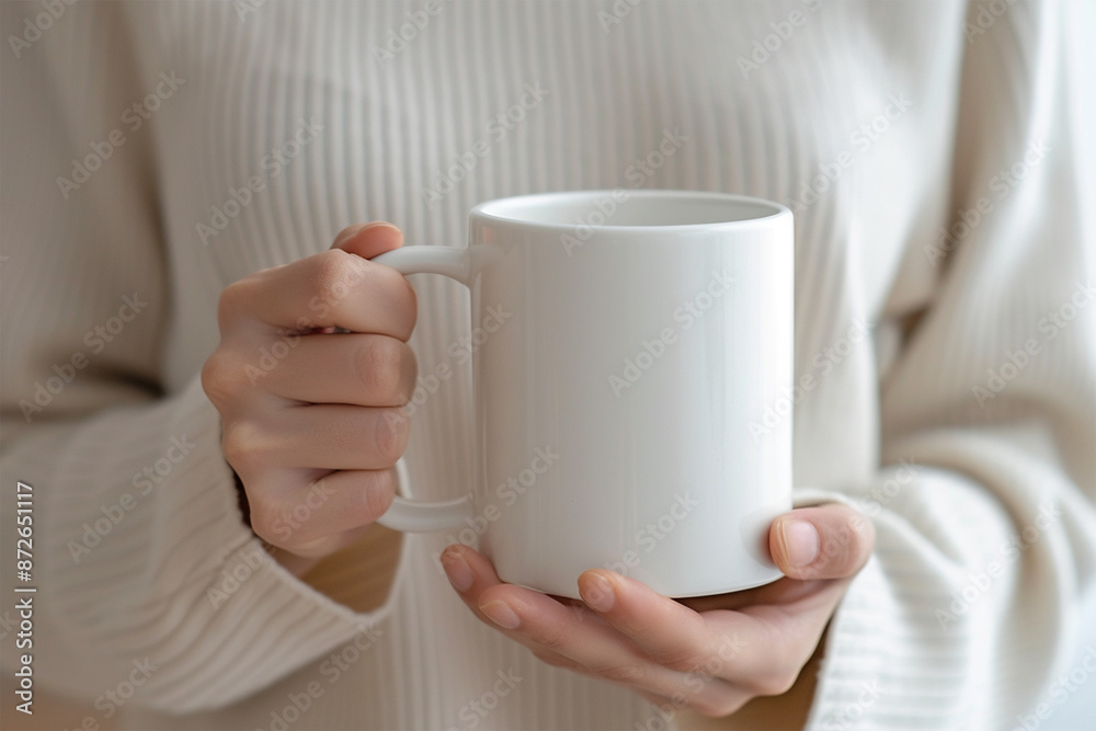 White blank mug mockup - indoor mug mockup with model - mug holding by hand White blank mug mockup - indoor mug mockup with model - mug holding by hand