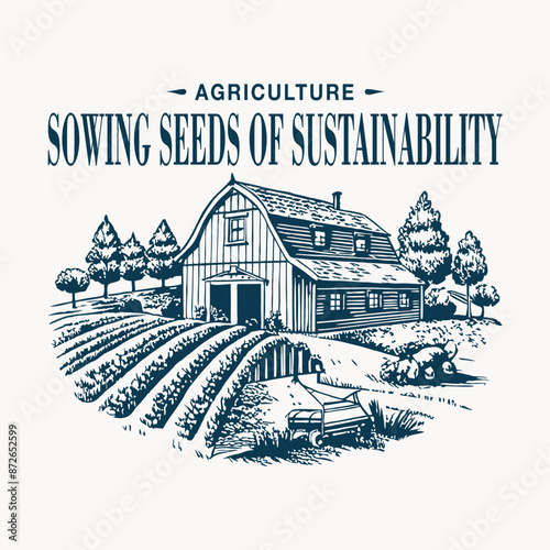 vintage agriculture logo sowing seeds of sustainability