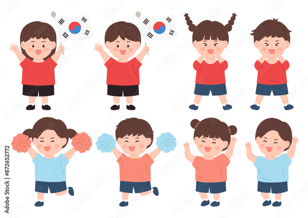 Set of vector illustrations of cute children. Set of vector illustrations of cute children.
