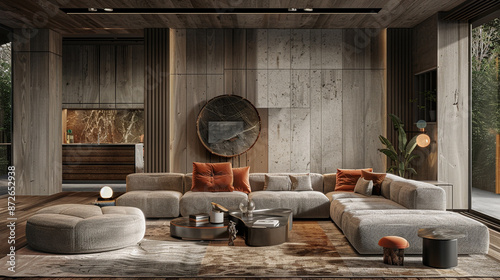 A minimalist living room wi...