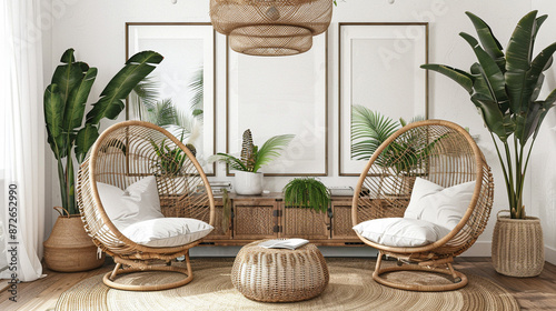 A minimalist living room wi...