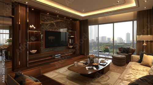 A minimalist living room wi...