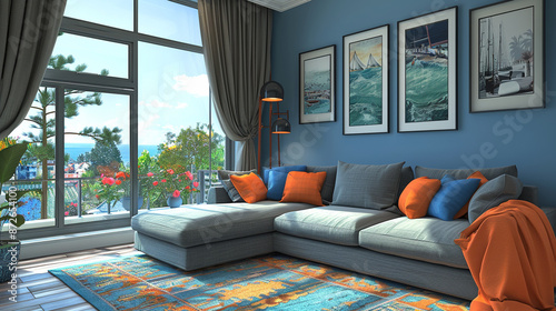 A minimalist living room wi...