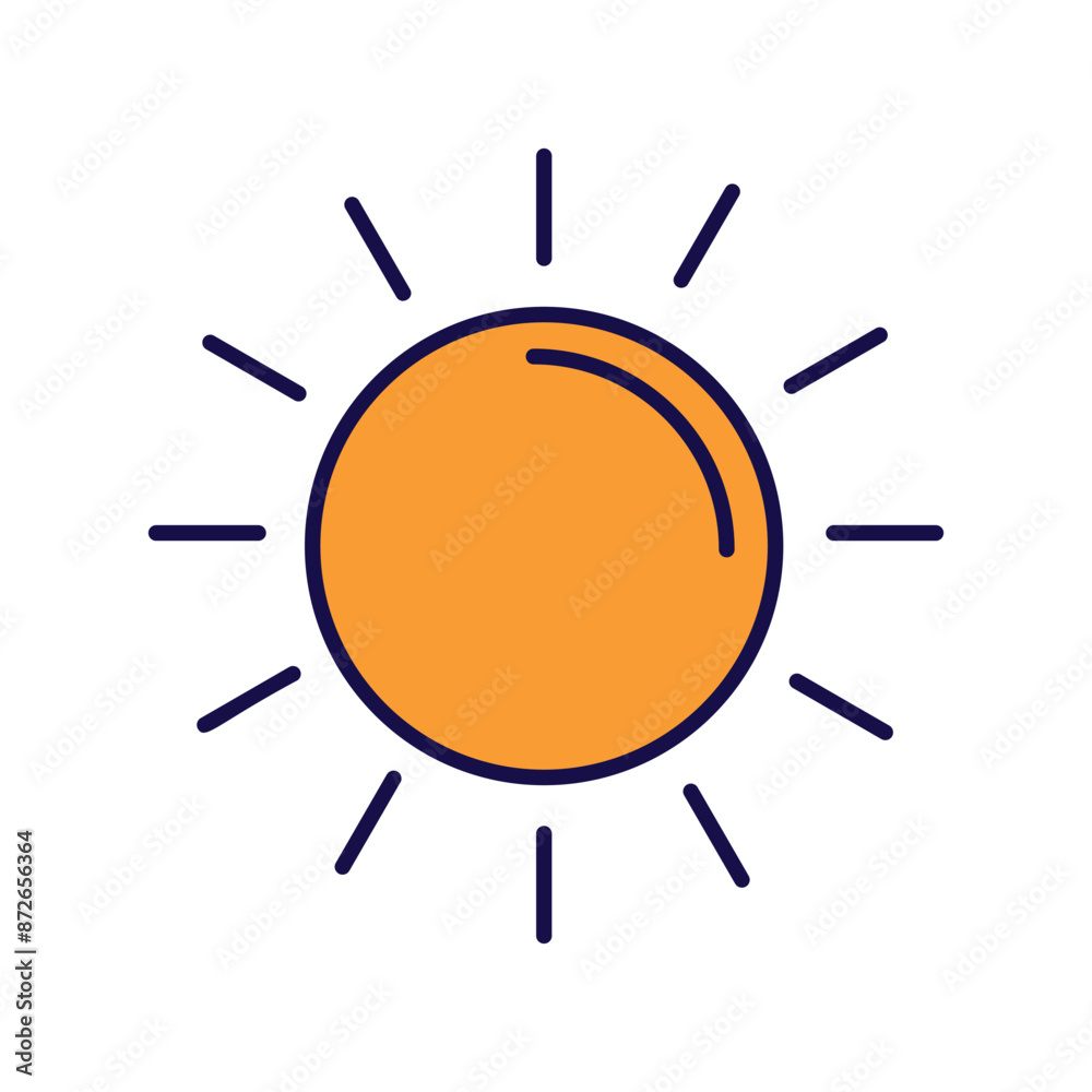 sun icon with white background vector stock illustration