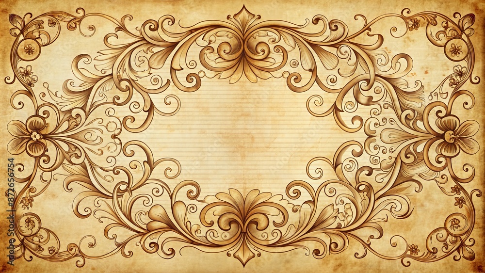 Intricate ornate flourishes wispy curls and knots in elegant script styles adorn a classic vintage-inspired decorative page design.