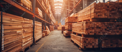 Wallpaper Mural Stack of lumber in warehouse, lumber for construction Torontodigital.ca