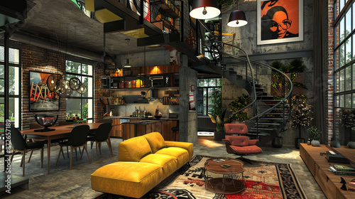 A cozy living room with yel...