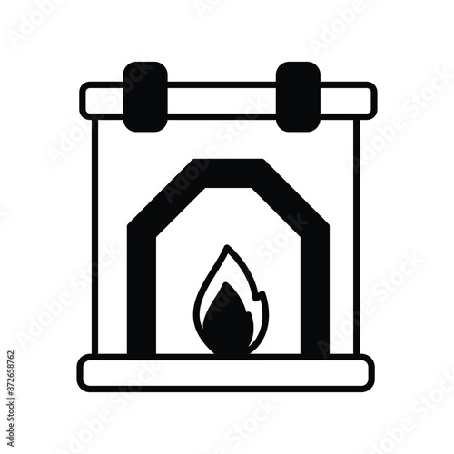 fireplace icon with white background vector stock illustration