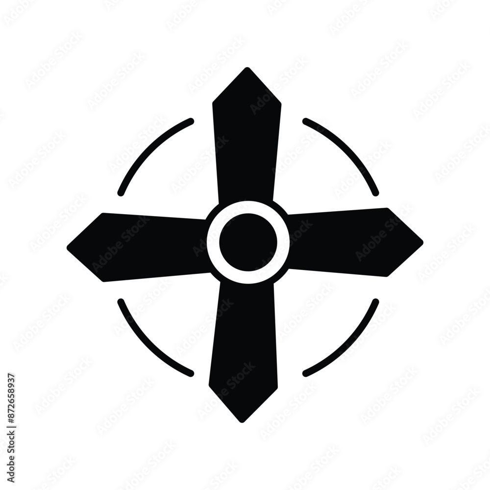 ceiling fan icon with white background vector stock illustration