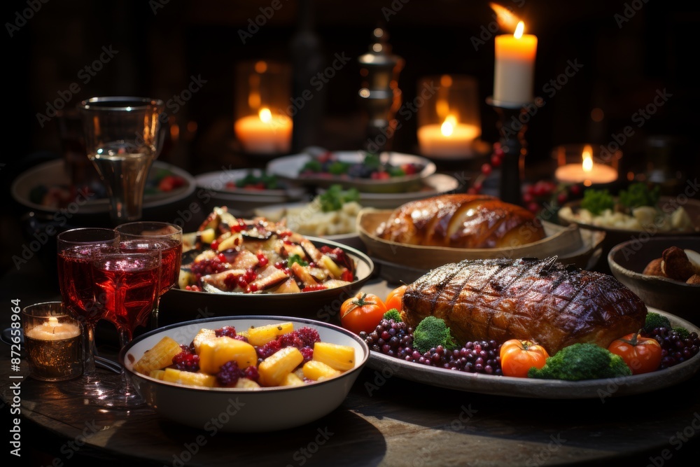 Exquisite christmas festive table setting for a joyous and elegant holiday celebration Exquisite christmas festive table setting for a joyous and elegant holiday celebration