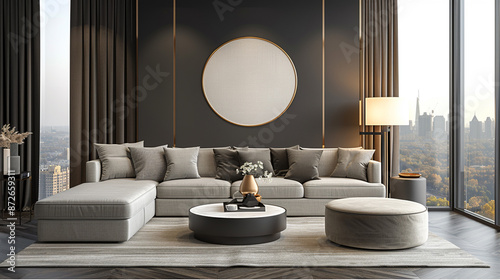 A minimalist living room wi...