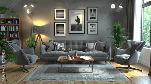 A modern living room with g...