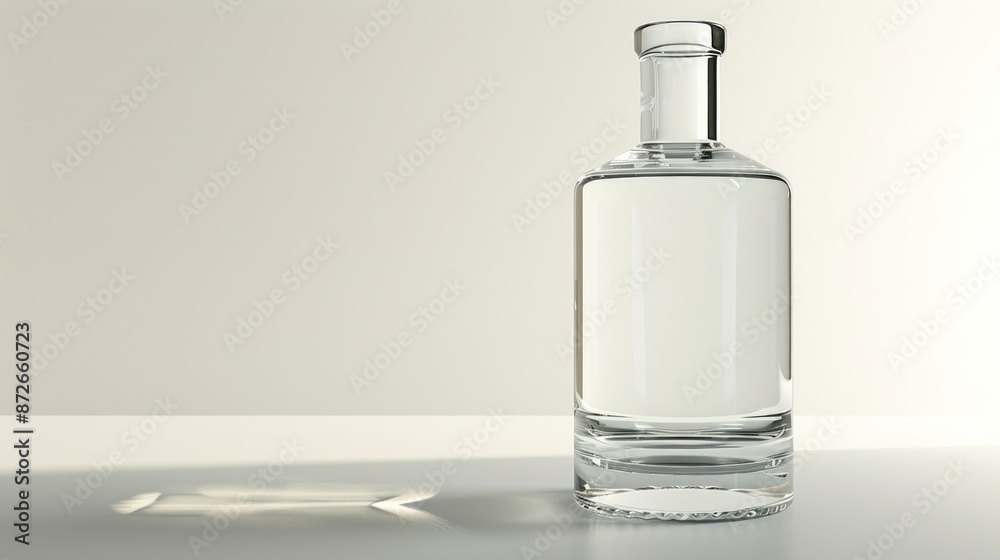 A clear glass bottle with a white background. Generate AI A clear glass bottle with a white background. Generate AI