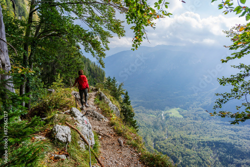 route to Mount Triglav from Lake Bohinj, Triglav National Park, Julian alps. Slovenia, Central Europe, photo