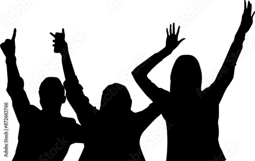 Applause people. Cheerful  cheering. Hands up. Silhouette vector