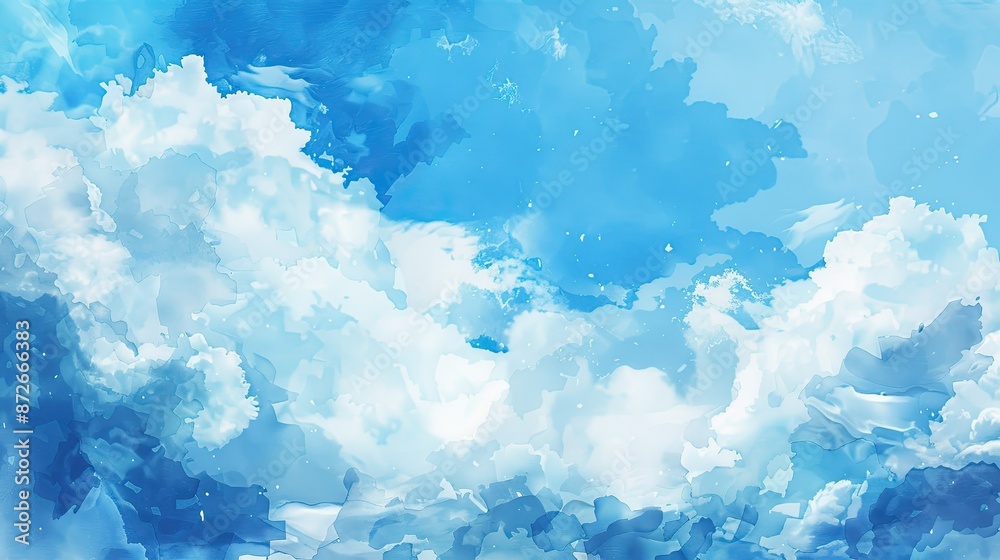Abstract shinny Summer seasonal natural cloudy blue sky background Hand painted watercolor Abstract shinny Summer seasonal natural cloudy blue sky background Hand painted watercolor