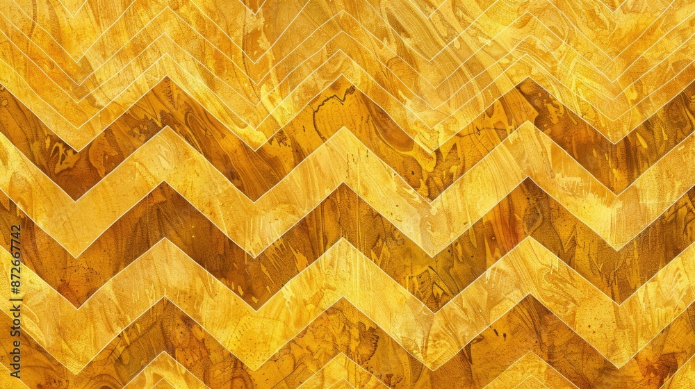Obraz premium Background stripes of golden square zigzag chevron lines seamless abstract vector design pattern