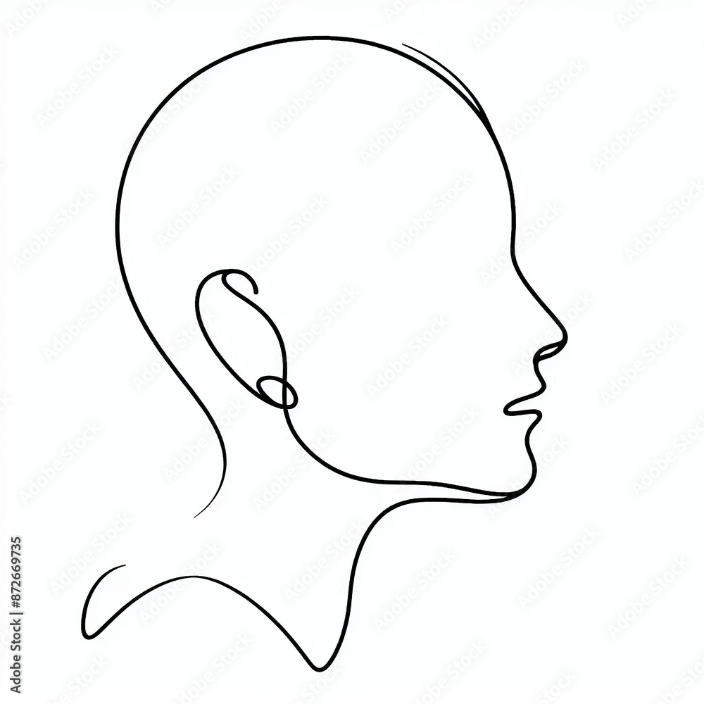 silhouette man profile thin lines flat colors silhouette man profile thin lines flat colors