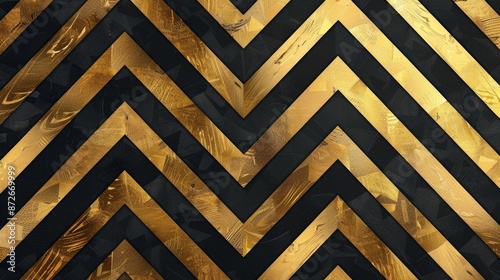 Background stripes of golden square zigzag chevron lines  seamless abstract vector design pattern