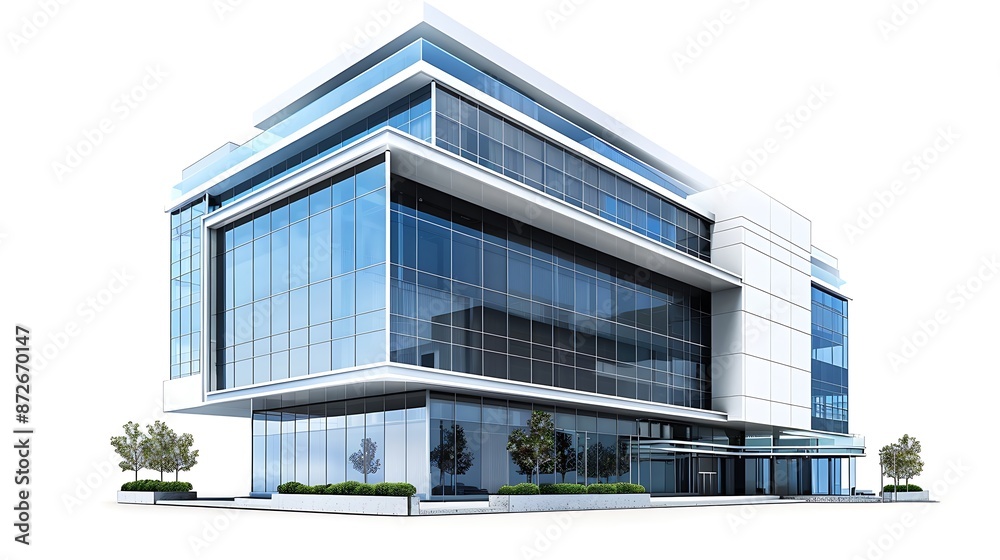 Modern business building isolate on white background. Architectural concept, 3d rendering Modern business building isolate on white background. Architectural concept, 3d rendering