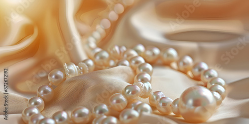 a pearl on elegant satin highlighted by a strand  The Elegance of Satin and Pearls