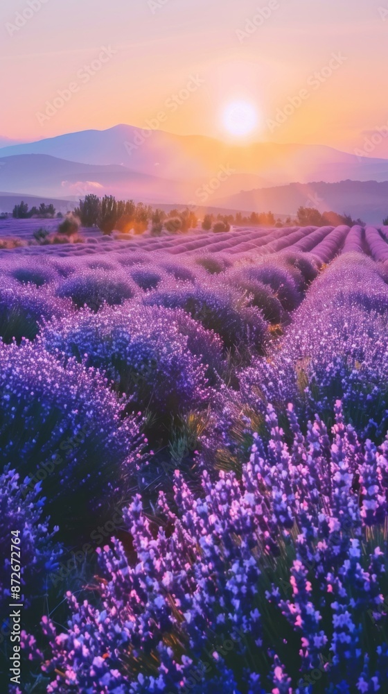 Obraz premium A beautiful field of lavender in bloom. AI.