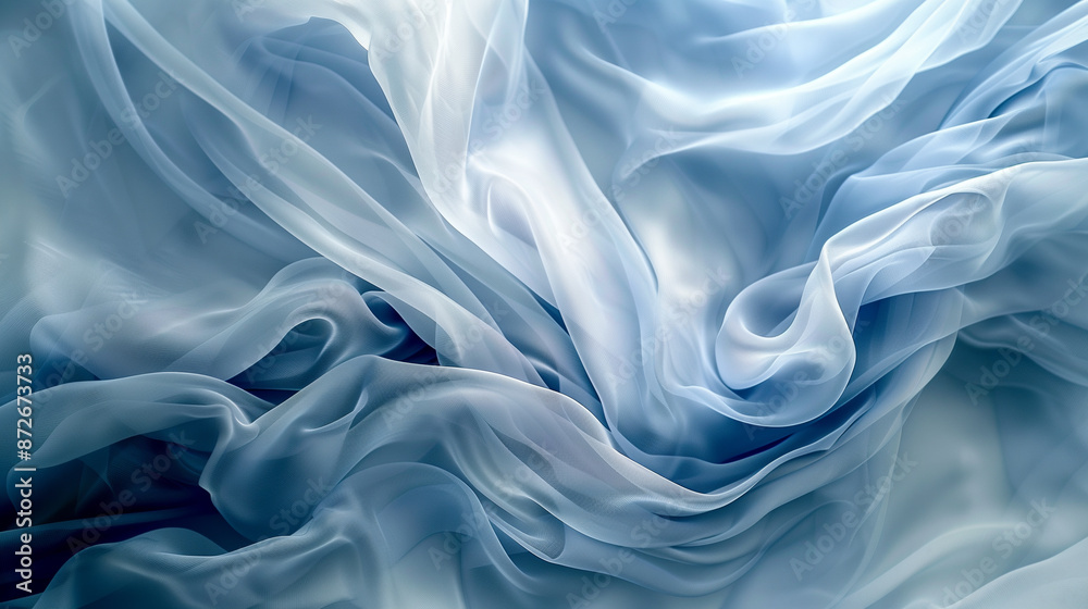 Obraz premium Delicate flowing blue chiffon fabric creating elegant abstract patterns