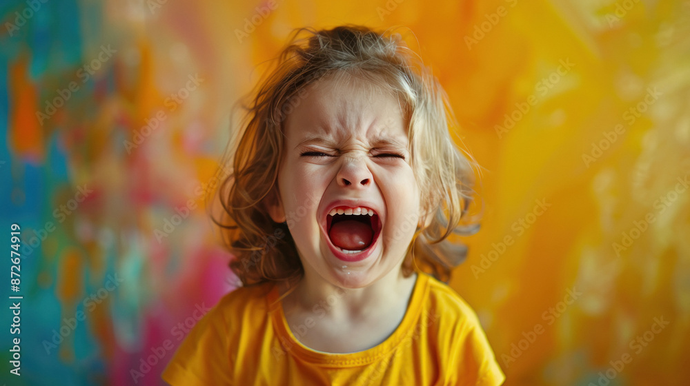 angry little girl shouting at outdoor