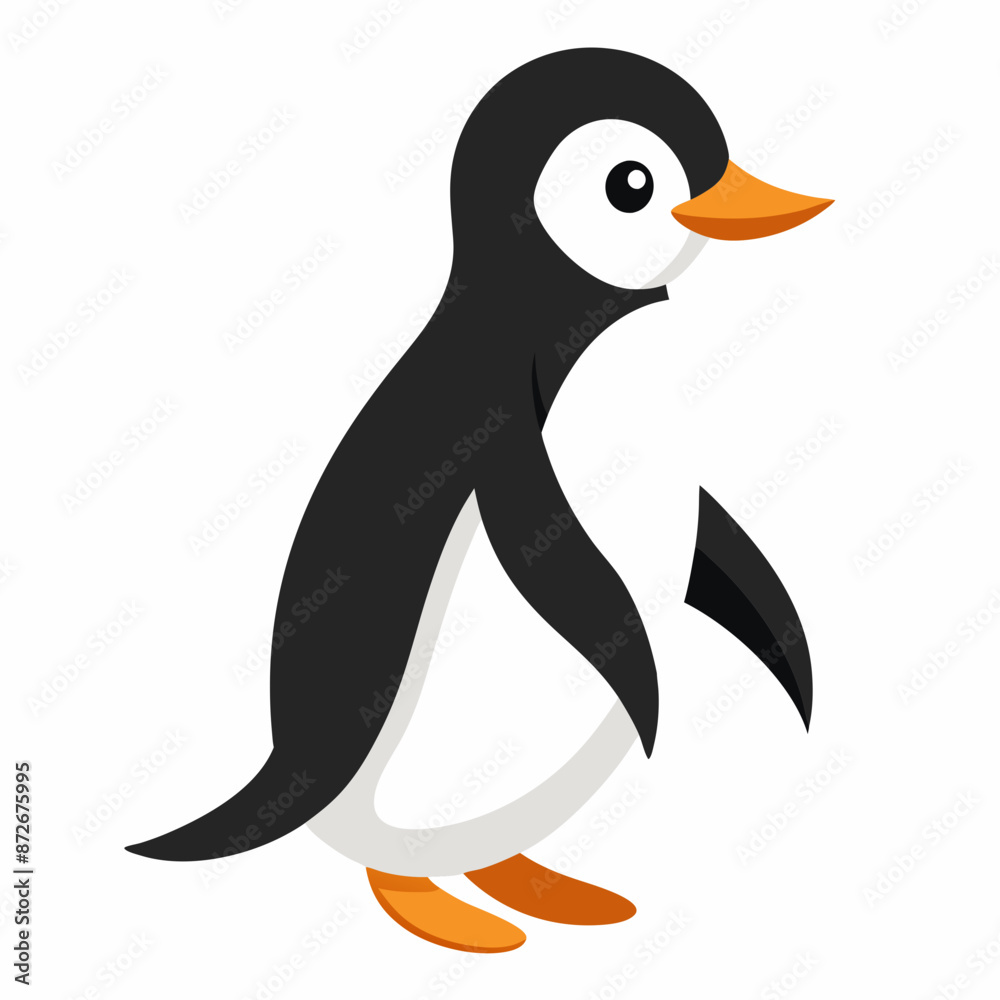 Obraz premium A-walking-penguin-bird--on-empty-white-background 