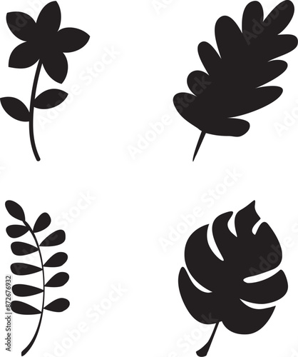 set of black and white flowers