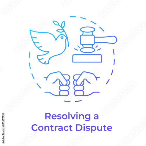 Resolving contract dispute blue gradient concept icon. Regulatory compliance, negotiation. Round shape line illustration. Abstract idea. Graphic design. Easy to use in infographic, presentation
