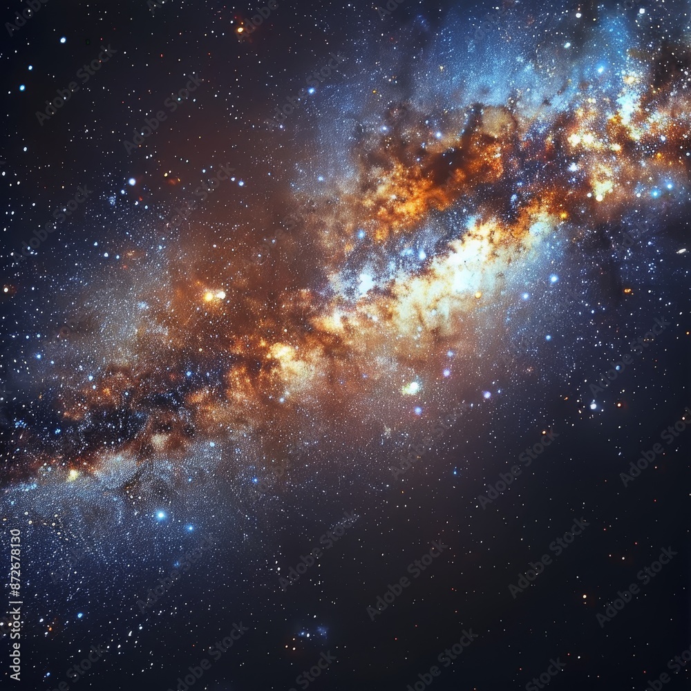 Fototapeta premium A colorful galaxy with a blue and orange cloud