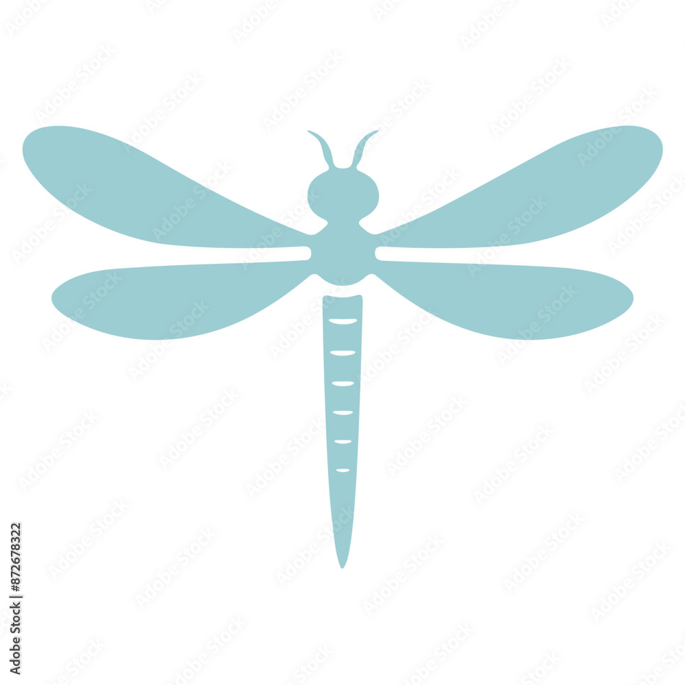 A blue dragonfly with a simple, minimalist design A blue dragonfly with a simple, minimalist design