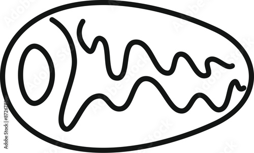 Simple line drawing representing the structure of a mitochondria, an organelle found in eukaryotic cells