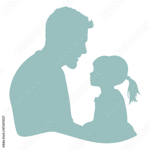 A silhouette of  father and daughter