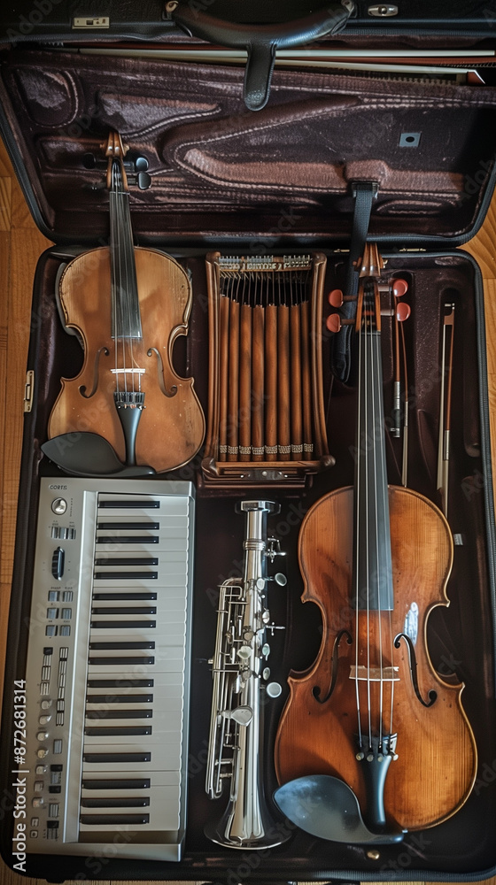 Naklejka premium Vintage Collection of Classical Musical Instruments