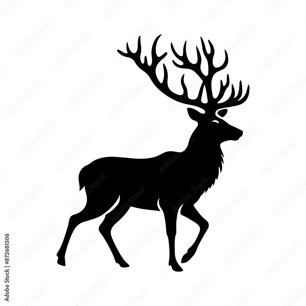 Obraz premium Minimalist Deer Silhouette - Deer Vector - Deer Illustration - Animal Vector Silhouette.