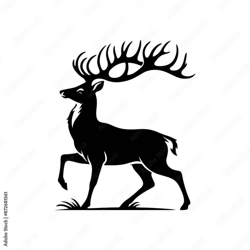Obraz premium Minimalist Deer Silhouette - Deer Vector - Deer Illustration - Animal Vector Silhouette.