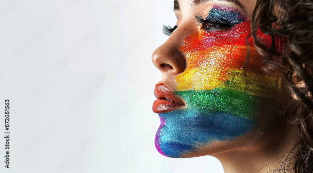 Obraz premium close up of beautiful woman face with multicolor