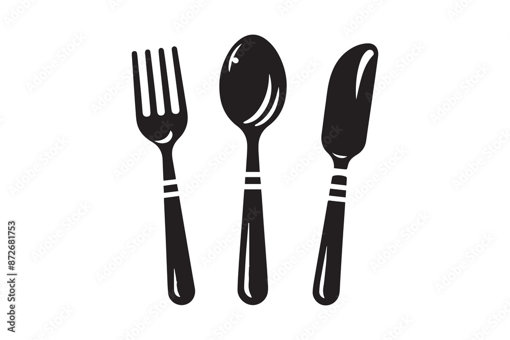 Spoon, Fork and Knife Icon silhouette Vector Illustration art Spoon, Fork and Knife Icon silhouette Vector Illustration art