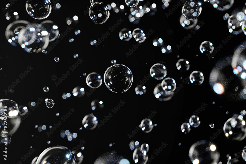bubbles moving swirl and floating on a black background. bubbles moving swirl and floating on a black background.